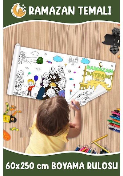 Melolisa Ramazan Bayramı Temalı Dev Boyama Rulosu 60x250 Cm