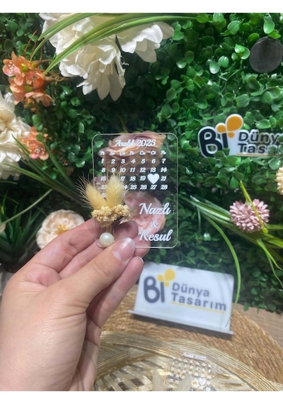 Uv Baskı Pleksi Magnet Söz, Nişan, Nikah, Düğün, Kına, Doğum Günü 10 Adet Altın - Pembe