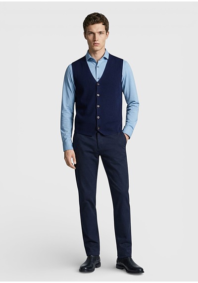 Ramsey Lacivert Regular Fit V Yaka Casual Örme Triko Yelek