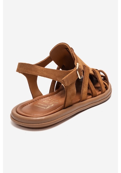 Luvishoes Alone Taba Süet Hakiki Deri Kadın Sandalet
