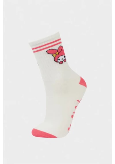 DeFacto Kız Çocuk Hello Kitty 3'lü Pamuklu Uzun Çorap F6704A8NSKR1