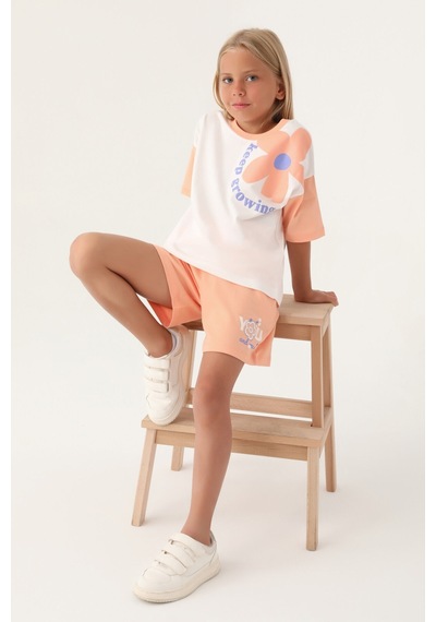 Rolypoly Keep Growing Somon Kız Çocuk Şort Takım 5274-42962 Somon