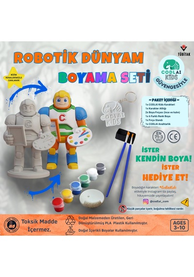 Codlaı Kids Robotik Dünyam 3d Boyama Seti - Çocuklar İçin Eğitici Yaratıcı Oyuncak Boyama Kiti - Sanatçı Robot
