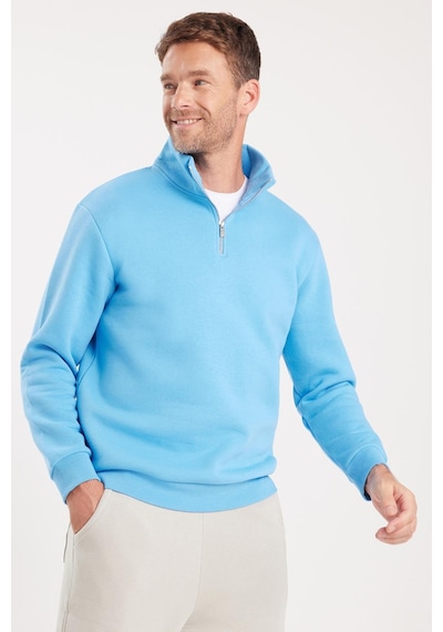 Tudors Unisex Relax Fit Rahat Kesim Pamuklu İçi Polarlı Yarım Fermuarlı Mavi Dik Yaka Sweatshirt-35154 Mavi Tudors Unisex Relax Fit Rahat Kesim Pamuklu İçi Polarlı Yarım Fermuarlı Mavi Dik Yaka Sweatshirt-35154 Mavi