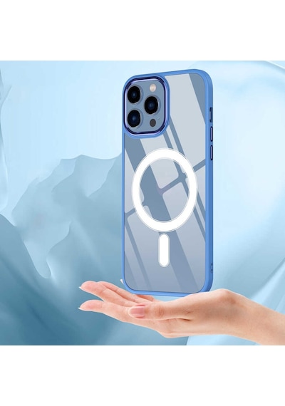 Apple Uyumlu iPhone 13 Pro Max Kılıf Krom Magsafe Silikon Kapak