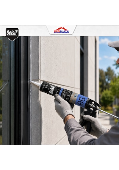 Selsil Şeffaf Nötr Dış Cephe Silikonu 300 Ml Uv Dayanımlı Cam Pvc Beton Derz Dolgu Mastiği 3 Adet