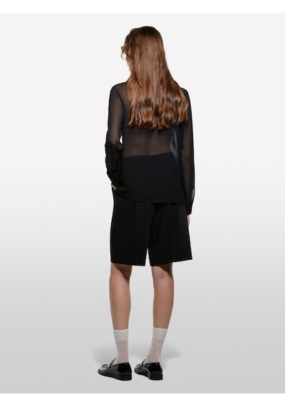 Sisley Önü Fırfır Detaylı Regular Fit Gömlek Kadın Siyah Gömlek - 325a5noxlq09t