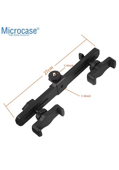Microcase 2in1 Çift Başlıklı Ayarlanabilir 2 Telefon Tutucu + 2.1 Mt Tripod - Al5061 Siyah
