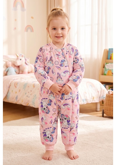 Babymod Elyaf Dolgulu 2.5 Tog 100% Pamuk Penye Astarlı Premium Kalite Kız Çocuk Uyku Tulumu Pembe