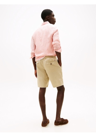 Tommy Hilfiger Harlem Po Lınen Short Erkek Yeşil Şort - Mw0mw37804
