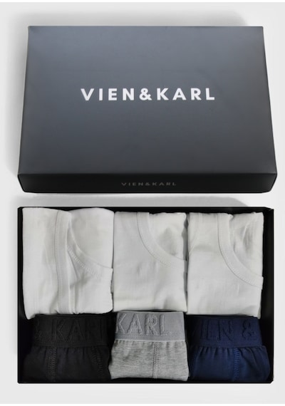 Erkek 3 Pamuklu Likralı Siyah Gri Lacivert Boxer 3 Atlet Takım Gri