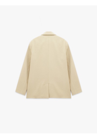 Koton Cepli Uzun Kollu Düğmeli Kruvaze Oversize Blazer Ceket Taş 7wak50007pw