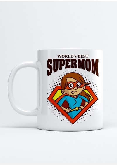 Anneler Günü Temalı World's Best Mom Baskılı Kupa Bardak Beyaz