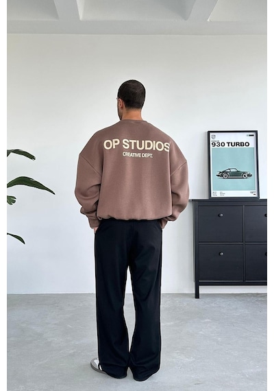 Açık Kahve Studios Creative Oversize Sweat Açık Kahverengi