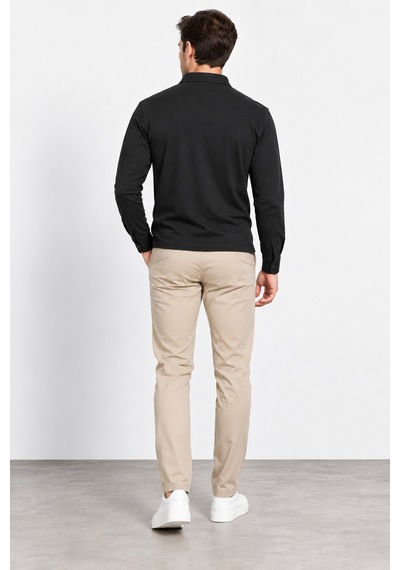 Bihan Store Erkek Polo Yaka Uzun Kollu Sweatshirt W27-8323 - Siyah