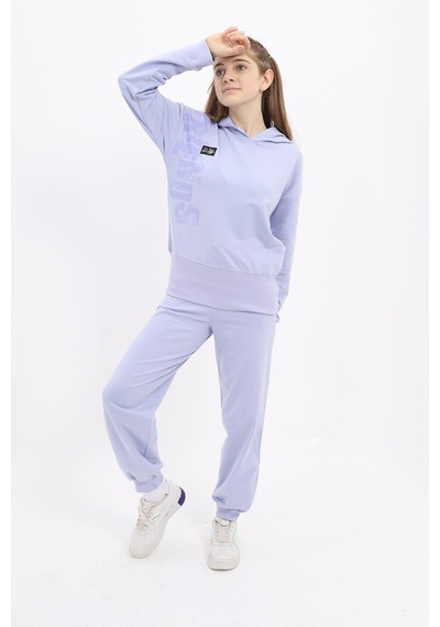 Toontoy Kids Toontoy Kız Çocuk 2'li Takım Baskılı Kapüşonlu Sweatshirt & Beli Paçası Ribanalı Cepli Jogger Eşofman Altı - 2 İplik Açık Lila Toontoy Kids Toontoy Kız Çocuk 2'li Takım Baskılı Kapüşonlu Sweatshirt & Beli Paçası Ribanalı Cepli Jogger Eşofman Altı - 2 İplik Açık Lila