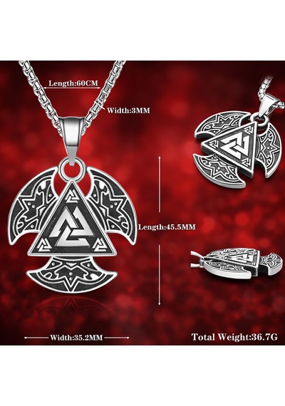 Paslanmaz Çelik Norse Odin Sembolü Valknut Viking Erkek Kolye Gümüş