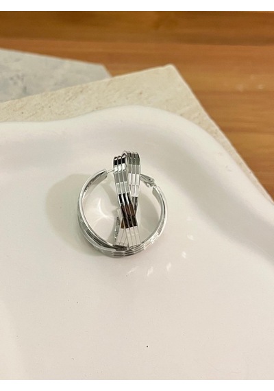 Çift Görünüm Halka Silver Küpe Çok Renkli