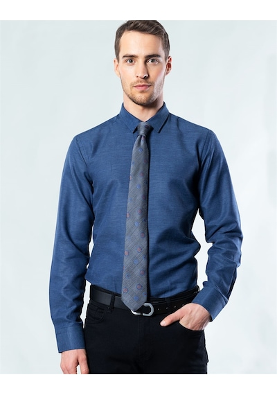 Tudors Modern Slim Fit Dar Kesim Armürlü Erkek Gömlek MD17004-203 Lacivert Tudors Modern Slim Fit Dar Kesim Armürlü Erkek Gömlek MD17004-203 Lacivert