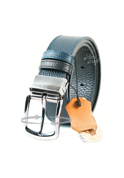 Parscraft Hakiki Deri Çift Taraflı Erkek Kemer 4 Cm Lacivert - Siyah