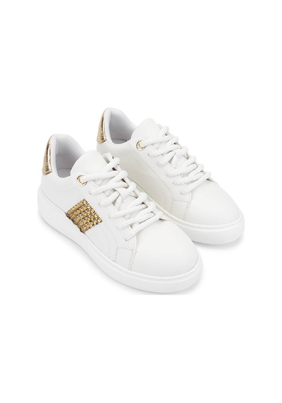 Tamer Tanca Kadın Suni Deri Beyaz Sneakers & Spor Ayakkabı 735 04 Bn Ayk Sk25-26 Beyaz/dore Beyaz