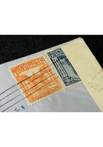 Guatemala 1943 Postadan Geçmiş 1,3 Centavos Ve 5,15 Centavos Correo Aereo Pullu Zarf