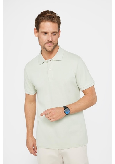 Tudors Erkek Slim Fit Dar Kesim %100 Pamuk Düz Pike Gri Polo Yaka Tişört-30537 Gri
