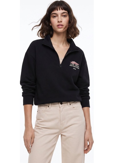 Jeep Siyah Kadın Loose Fit Baskılı Sweatshirt J6wl-swt7040