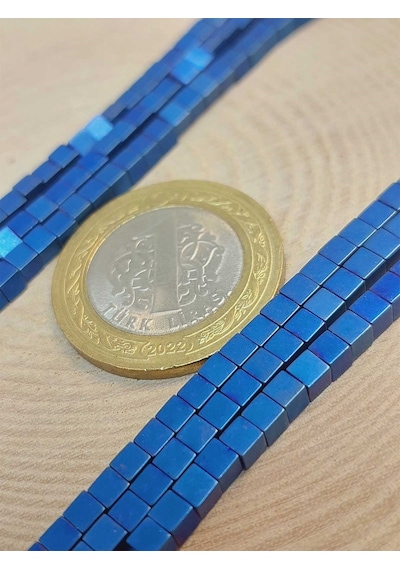 Hematit Taşı Küp Şekilli 3mm Dizi 48112 Pembe