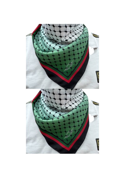 Aldaıyr 2 Adet Filistin Temalı Fular 50x50 Unisex Günlük Kullanıma Uygun Puşi Şal Kefiye Filistin Bayrak Renkli 2