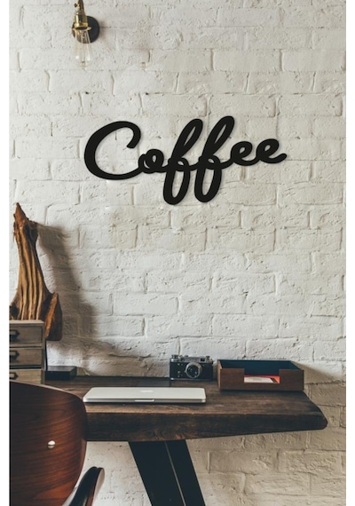 Dekoratif Coffee Kahve Yazısı Ahşap Duvar Dekoru Tablo