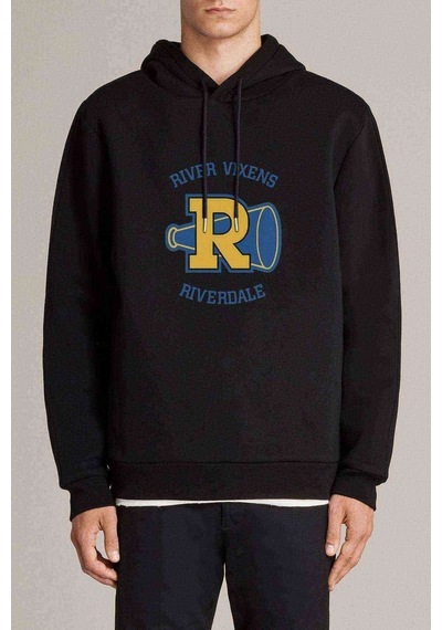 Riverdale Vixens Baskılı Siyah Erkek Örme Kapşonlu Sweatshirt