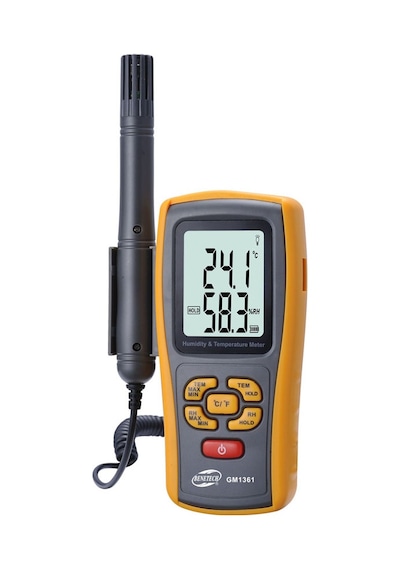 Sones Benetech Gm1361 2.5 İnç Ekranlı Dijital Sıcaklık Ve Nem Ölçer Higrometre / Termometre Sarı