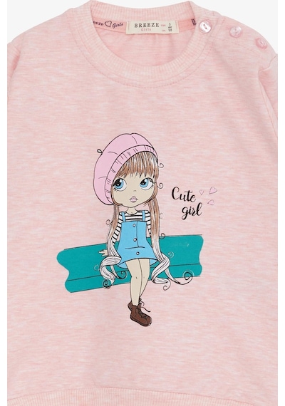 Breeze Kız Çocuk Sweatshirt Sevimli Kız Baskılı 1.5-5 Yaş, Somon Melanj-somon Melanj Somon Melanj Breeze Kız Çocuk Sweatshirt Sevimli Kız Baskılı 1.5-5 Yaş, Somon Melanj-somon Melanj Somon Melanj