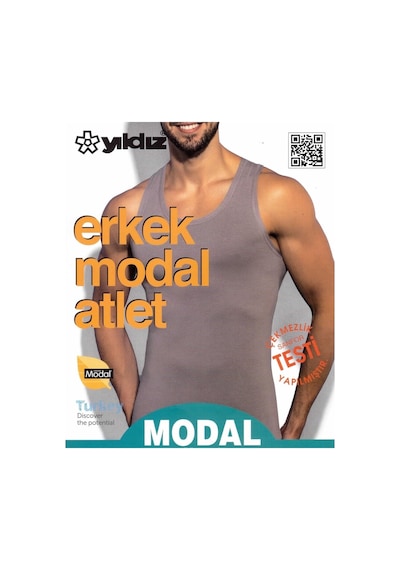 3'lü Siyah Erkek Modal Likralı Atlet 73 001