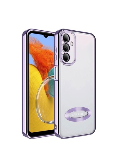 Galaxy M14 Kılıf Kamera Korumalı Logo Gösteren Zore Omega Kapak Lila
