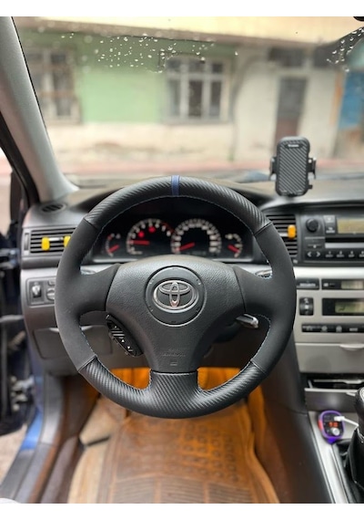 Toyota Corolla 2002-2008 Araca Özel Direksiyon Kılıfı Nubuk Karb