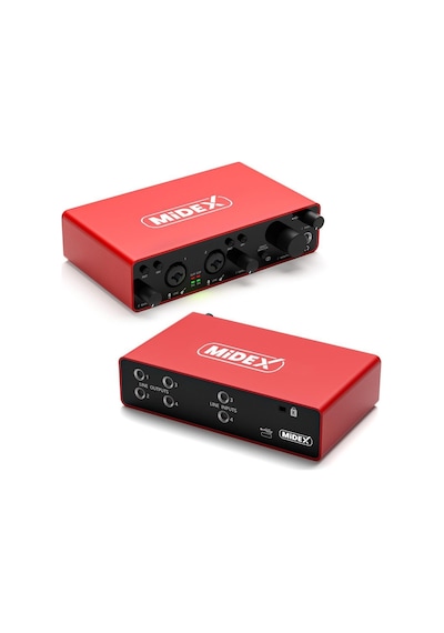 Midex Glx-900hd Pro Üst Segment Usb Stüdyo Ses Kartı 4 Giriş 4 Çıkış Kulaklık Ve Kablo
