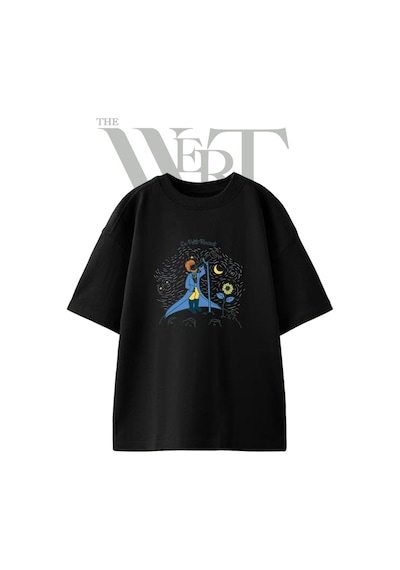 Thewert Le Petit Vincent Tasarım Baskılı Ünisex Siyah Oversize T-shirt