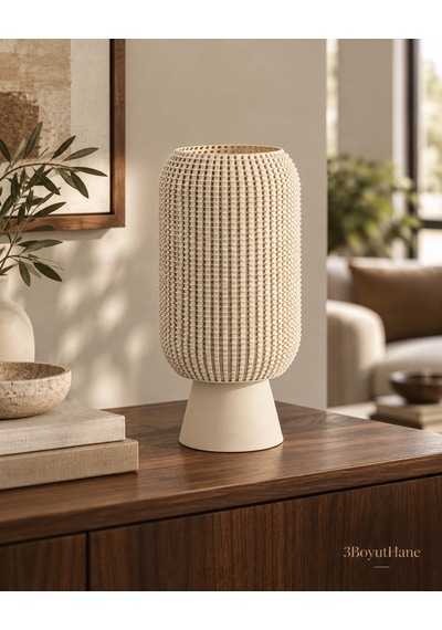 Modern Dekoratif Masa Lambası Salon Ve Yatak Odası İçin Abajur, 10 Renk Seçeneği, E14 Led Uyumlu Krem