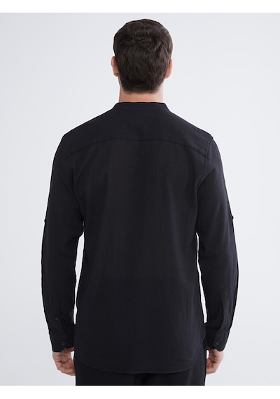 Lcwaıkıkı Classic Siyah Regular Fit Hakim Yaka Erkek Gömlek