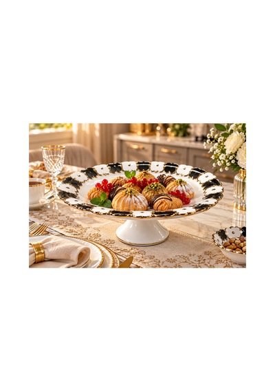Cleef Ayaklı Oval Sunum Tabağı Beyaz - 936371764