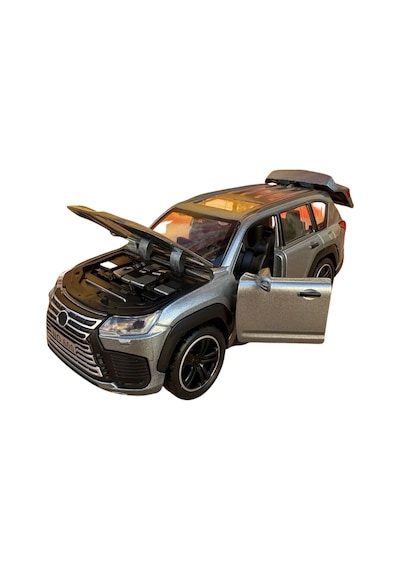 1:32 Ölçek Metal Model Araba Lx600 Lüks Suv Jip - Işıklı Sesli Çek Bırak - Gri