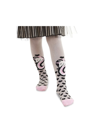 Denokids Unicorn Gri Pembe Kız Çocuk Külotlu Çorap Çok Renkli