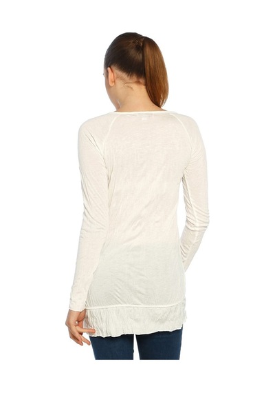 Bulalgiy Kadın Ekru Casual Uzun Tişört - Bga008392 Ekru Bulalgiy Kadın Ekru Casual Uzun Tişört - Bga008392 Ekru