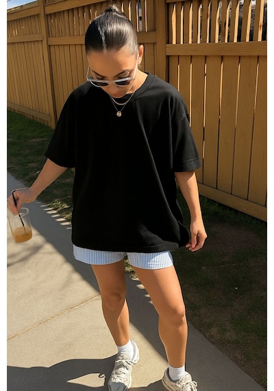 Düz Unisex Tshırt 3q6 SIYAH