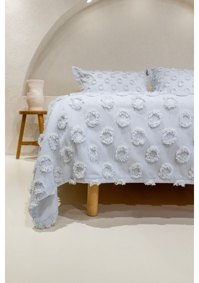 Koza Home Sitra Gri Çift Kişilik Püsküllü Yatak Örtüsü 230x250 2 Yastık 50x Gri