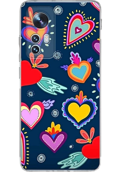 Xiaomi Mi 12 İle Uyumlu 1mm Slim Fit Retro Colors 3 Baskılı Şeffaf Kılıf Şeffaf