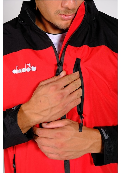 Diadora Elite - Erkek Siyah-Kırmızı Su Geçirmez Spor Yağmurluk Kırmızı