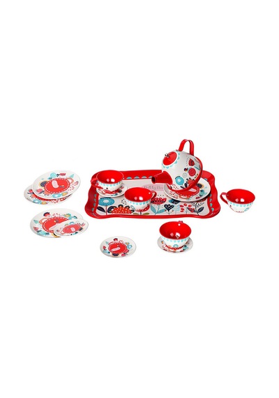 15 Parçalı Mini Çay Servisi Aksesuar Seti - Metalik Yapılı, Sağlam Kırılmaz Set, Çocuk Pretend Play Mutfak Aktivitesi